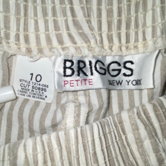 BRIGGS Petite New York Light grey & white striped pants w/ elastic waist Size 10 - Picture 5 of 8
